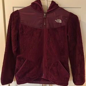 North face girls large (14-16) dark purple hooded fleece